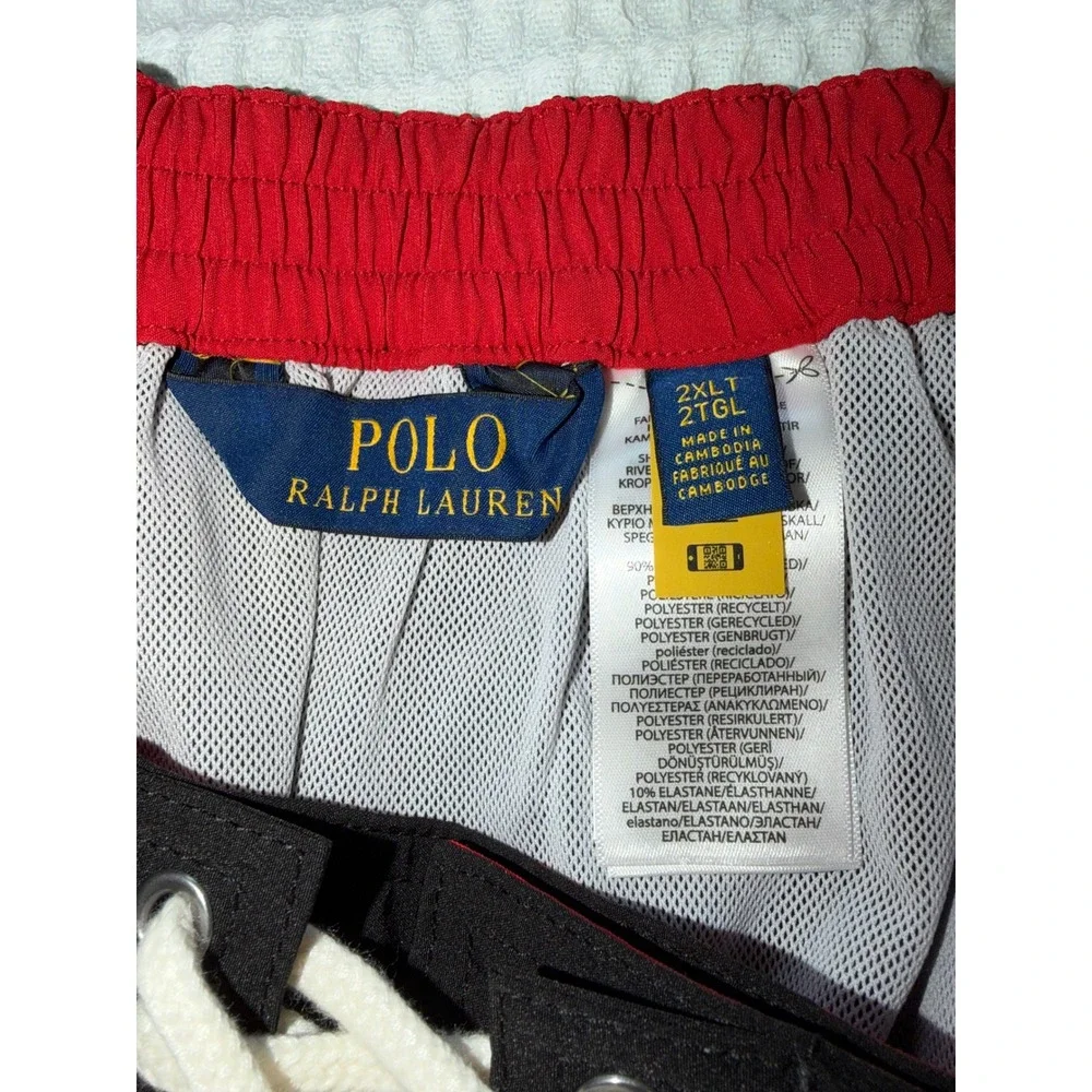 Polo Ralph Lauren Swim Trunks Mens 2XLT Black Cargo Board Shorts Pony Logo